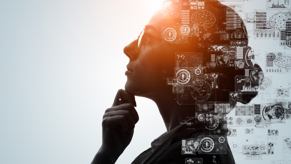 Perfil humano com interfaces digitais de inteligência aplicada