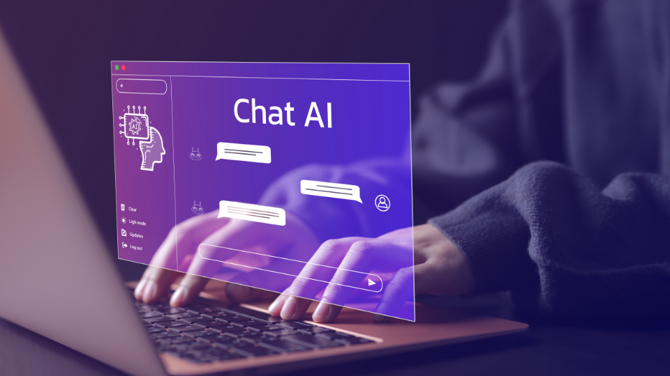 Interface de assistente de IA em notebook
